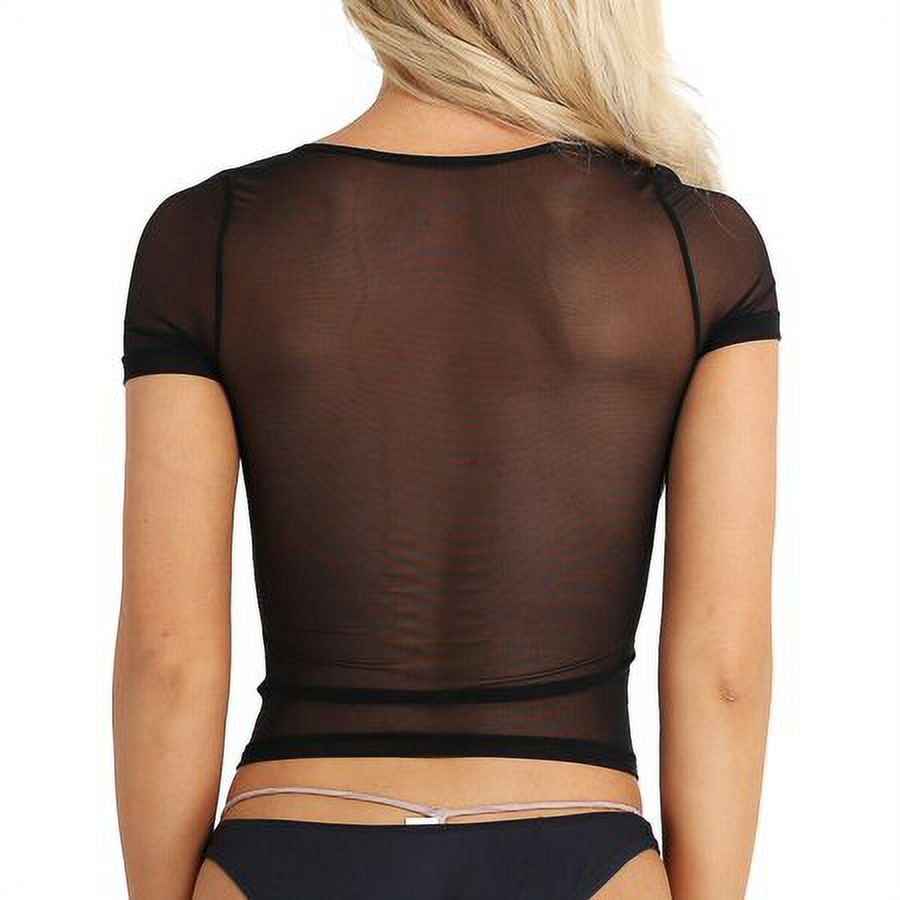 Ladies Sexy See Through Mesh Sheer Tank Crop Top Vest T-Shirt Blouse Tee  Tops US