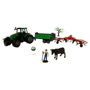 Playtek - Green Farm Tractor Play Set, 7 Piece