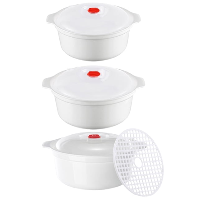 BPA Free Microwave Bowl with Lid & Handle, Multi-Use Heating Noodle Soup Bowl Storage Plate, Easy Store Microwave Cookware Home Dining Essentials(Clear)