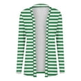 thumbnail image 3 of Amidoa Green Cardigans for Women Open Front Striped Long Sleeve Plus Size Long Soft Cardigans for Women XXL, 3 of 6