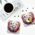 thumbnail image 4 of Lsque White Red Cat Couple Pattern 4" Drink Coasters Set of 4, PVC Leather Absorbent Coasters, Table Coaster Set Decorative Coffee Cup Coasters Housewarming Gift -Square, 4 of 6