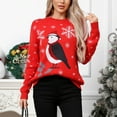 thumbnail image 6 of DailyTrove Women's Penguin Print Sweater, Long Sleeve, Winter Casual & Festival Wear, Warm Cotton Blend, Plus Size Friendly, 6 of 6