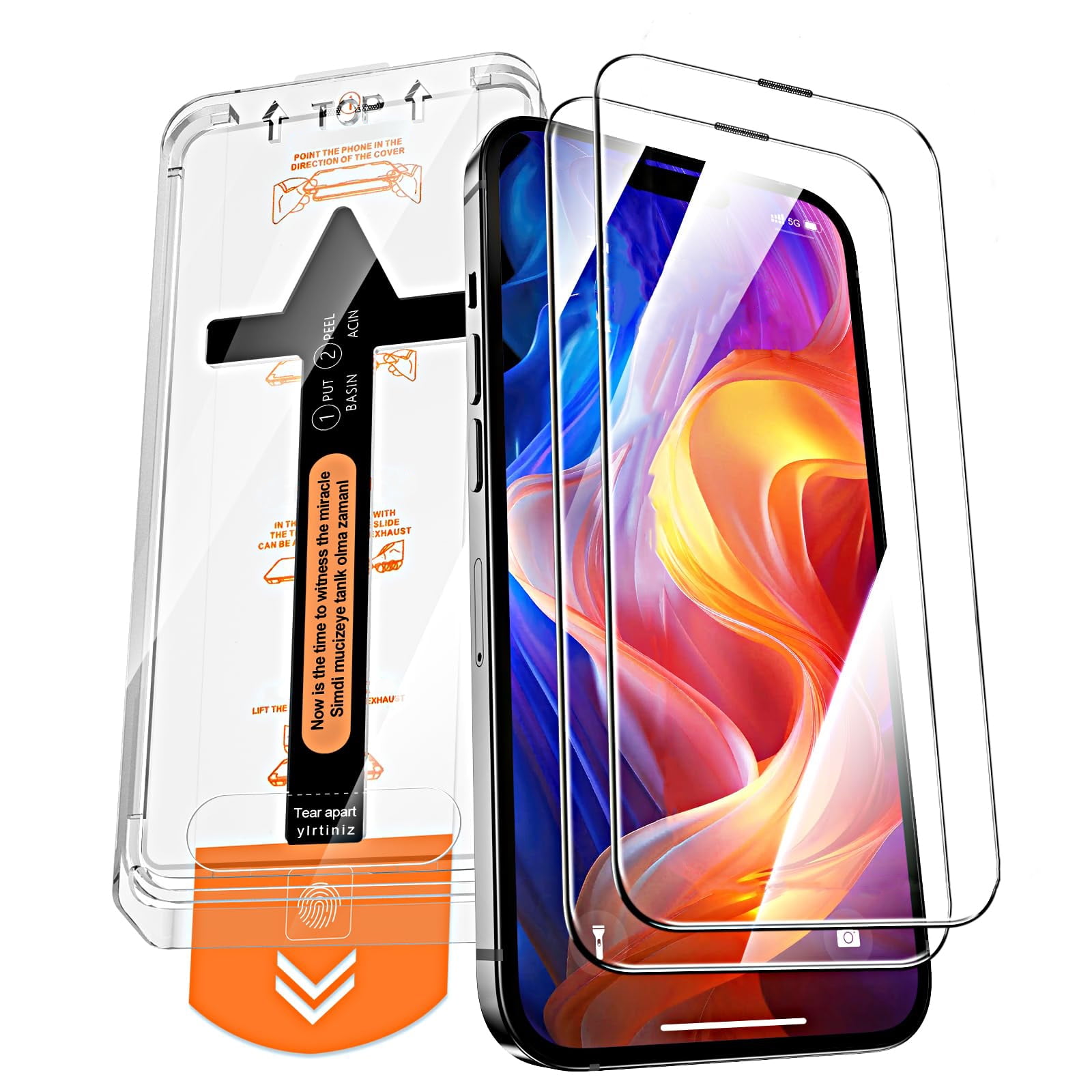 2 Packs for iPhone 16E Tempered Glass Screen Protector [Military Grade Shatterproof Protection] HD Clear Full Coverage [9H Hardness & No Bubble] Screen Protector with Dustproof Tool Kit, Black