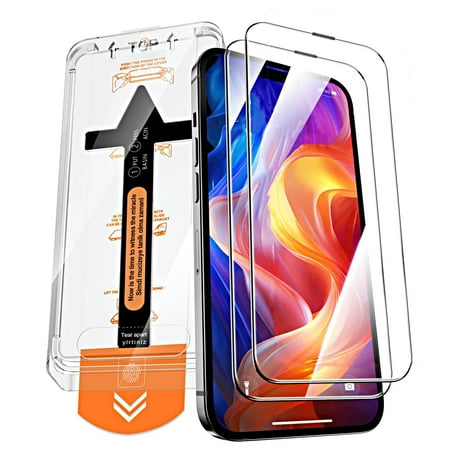 2 Packs for iPhone 15 Pro Max Tempered Glass Screen Protector [Military Grade Shatterproof Protection] HD Clear Full Coverage [9H Hardness & No Bubble] Screen Protector with Dustproof Tool Kit, Black