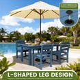 thumbnail image 6 of SERWALL 5-Piece HDPE Outdoor Dining Table Set, All-Weather 67-Inch Patio Table and 4 Armless Chairs for Deck, Lawn or Garden, Blue, 6 of 7