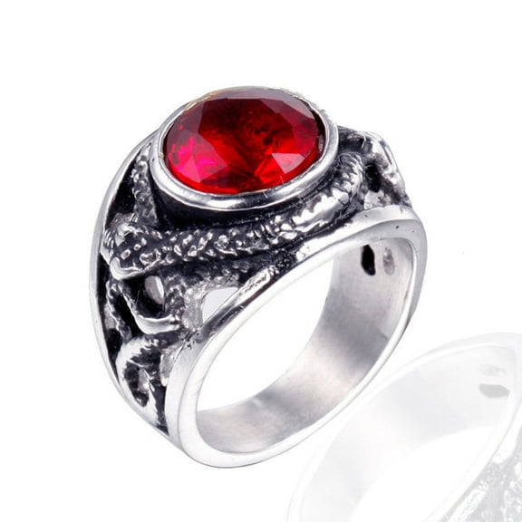 Titanium Steel Ring Retro Gem Snake Personality Trend