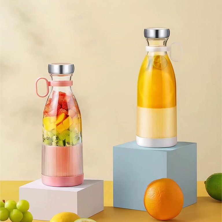 Portable Electric Mini Smoothie Blender Fruit Maker/Mixer Protein Shake Bottle, Size: Item Weight: ‎408 G, Pink