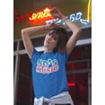 thumbnail image 2 of "80's Music" Across Chest Multicolor Text Women Royal Blue T-Shirt, Female Large, 2 of 4