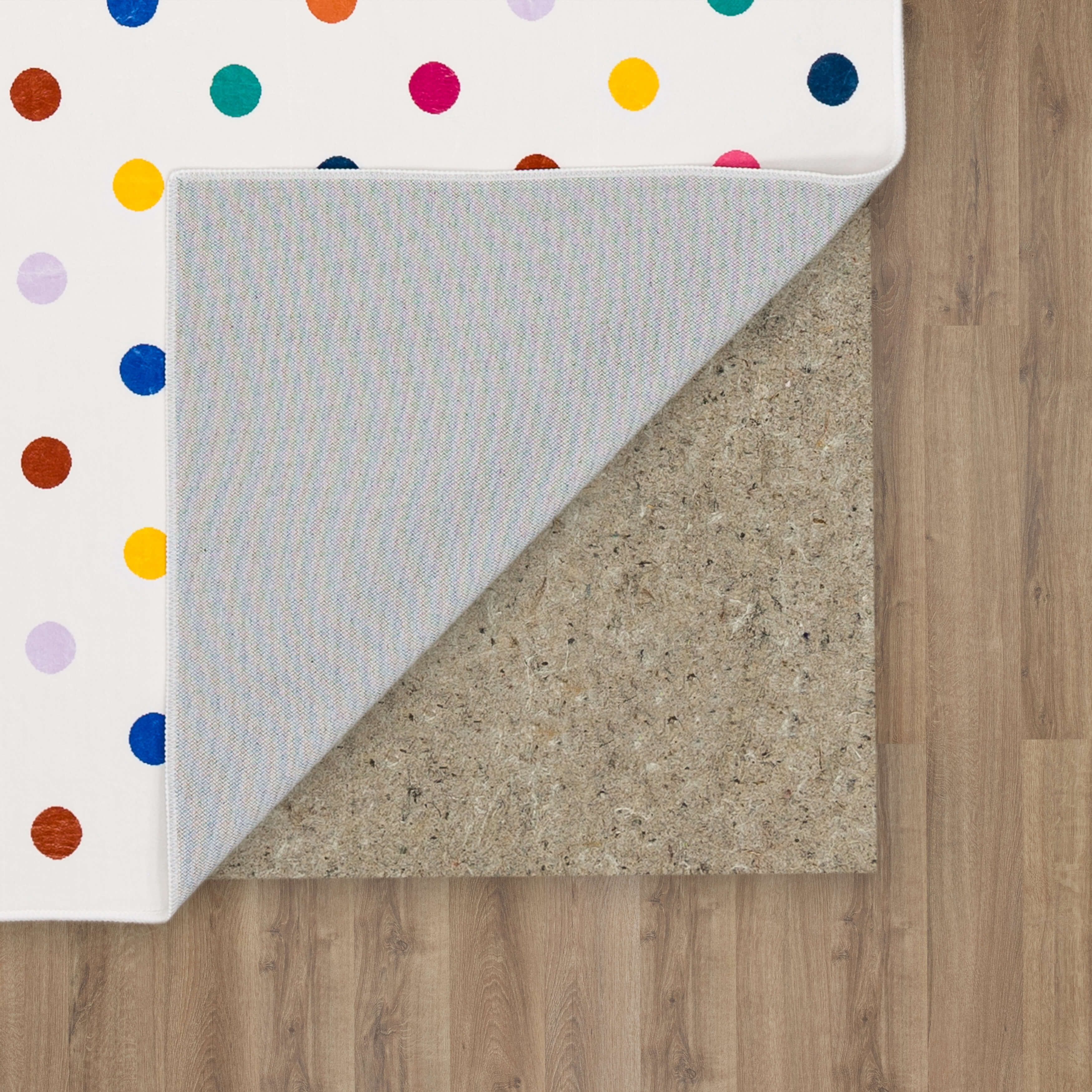 Mohawk Home Kids Collection Polka Dots Low Pile Stain/Fade Resistant Printed Washable Area Rug, Multicolor, 5' x 7'