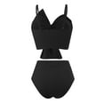 thumbnail image 6 of MIXUE Swim Suits for Women Solid Color 2 Piece High Waisted Bow Bikini Sets for Women Set Front Ruched Swimwears Activewear,Black,S, 6 of 6