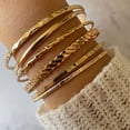 thumbnail image 2 of Bohemian Metal Chain Bracelet Set For Women Geometric Gold Color Thick Link Chain Bangle Female Fashion Jewelry, 2 of 6
