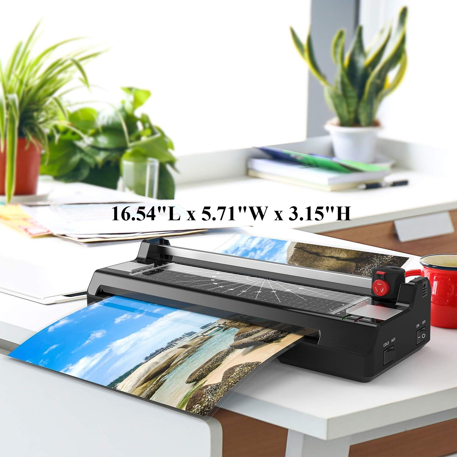 13" hot and cold press laminator with 50 laminating bags, cutter and corner rounder