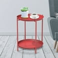 thumbnail image 6 of Grand Patio Indoor & Outdoor Side Table 2-Tier, Weather-Resistant Steel Round End Table for Porch, Poolside, Bedroom, Living Room, Red, 6 of 7