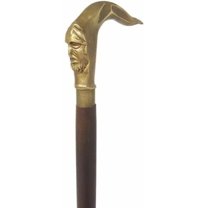 NAUTICALMARTUS Handmade Solid Brass Antique Man Face Head Designer Handle Comfortable Wooden Shaft Walking Stick Cane