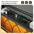 thumbnail image 4 of EnHomee Queen Size Metal Bed Frame with Vintage Headboard & Footboard Metal Platform Bed Frame Queen with LED Lights Bed Frame with Charge Station & Storage, Noise Free, Black, 4 of 10