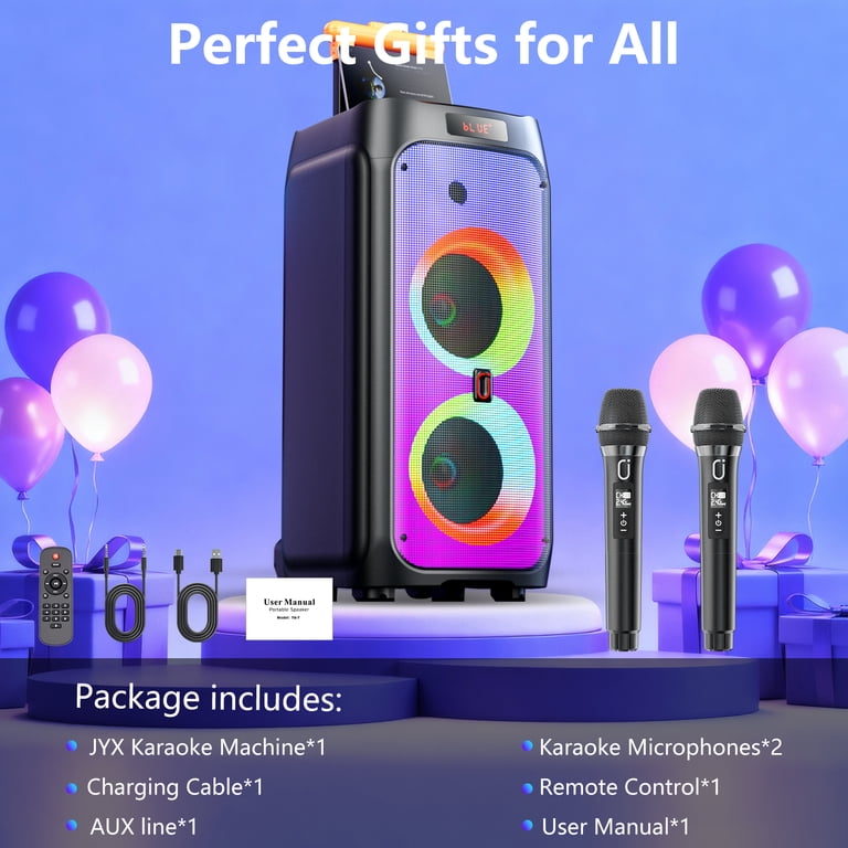 JYX Large Bluetooth Speaker, Portable Party Speaker with Wheels
