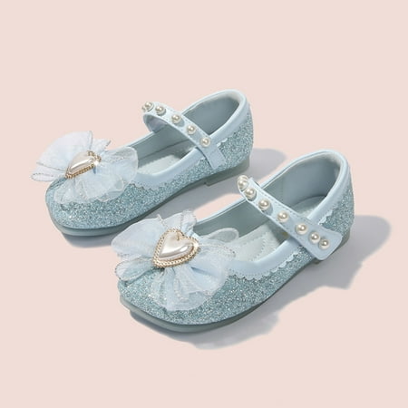 

Girls Elsa Shoes Spring and Autumn New Fashion Bow Shoes Children Crystal Shoes Baby Soft Sole Shoes