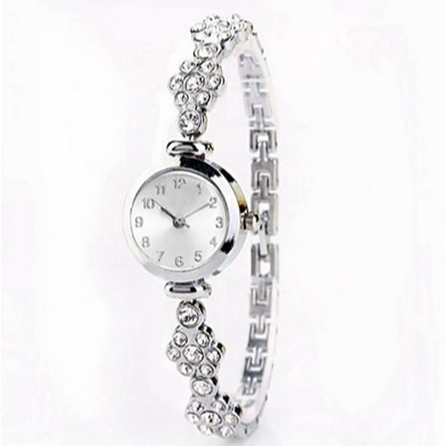 Reloj de aleación para mujer, reloj elegante de moda con banda de diamantes de imitación para trabajo de oficina, viaje de negocios