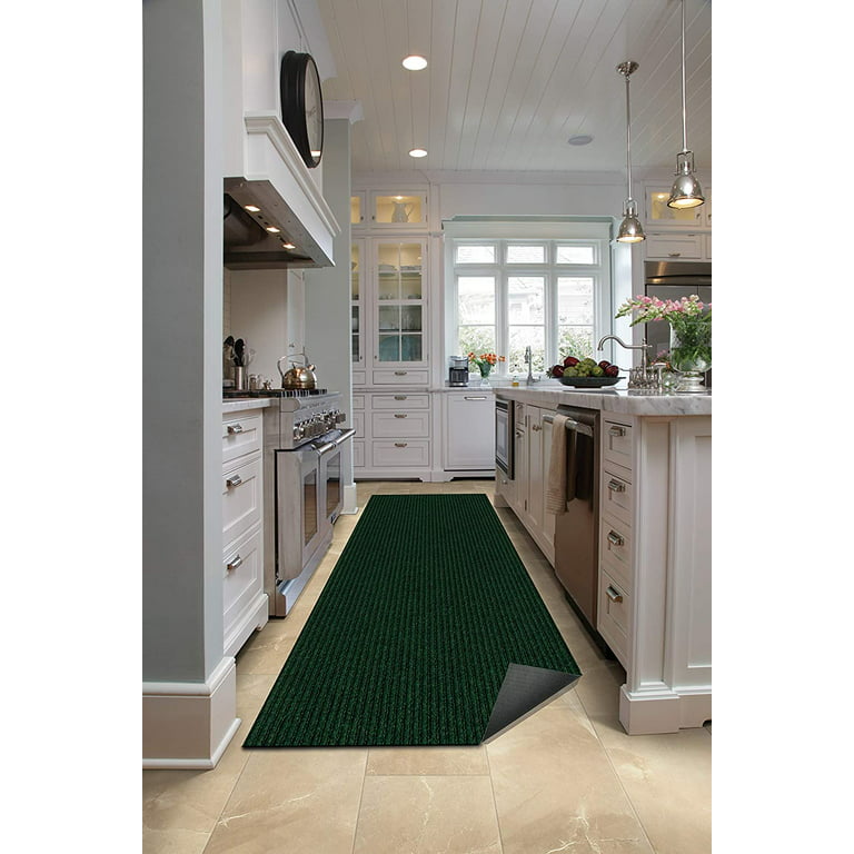 Koeckritz Rugs 4' x 12' Non Slip Standing Mat Kitchen Rug, Anti Fatigue Comfort Flooring (Color: Green), Size: 4 x 12