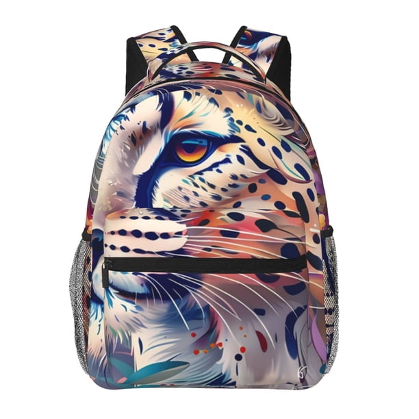 Fotbe Vibrant Leopard In Flowers Mochila Casual con Estampado para Escuela, Viajes y Actividades al Aire Libre - Duradera, Ligera y Cómoda