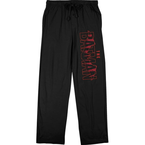 The Batman Movie Red Logo Men's Black Drawstring Sleep Pajama Pants -M
