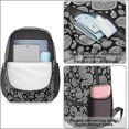 thumbnail image 4 of Paisley and Damask Black Pattern 17" Waterproof Oxford School Backpacks for Teens, S-Shape Padded Straps, for School, Travel, Hiking, Camping, 4 of 5
