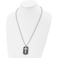 thumbnail image 3 of Chisel Stainless Steel Polished Black IP-plated 2 Piece Cross Dog Tag on a Ball Chain Necklace - 24", 3 of 7