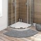 thumbnail image 1 of Corner Shower Mat, Scalloped Round Shower Mat, Quarter Round Microfiber Shower Mat, Gray, 40x100cm, 1 of 4