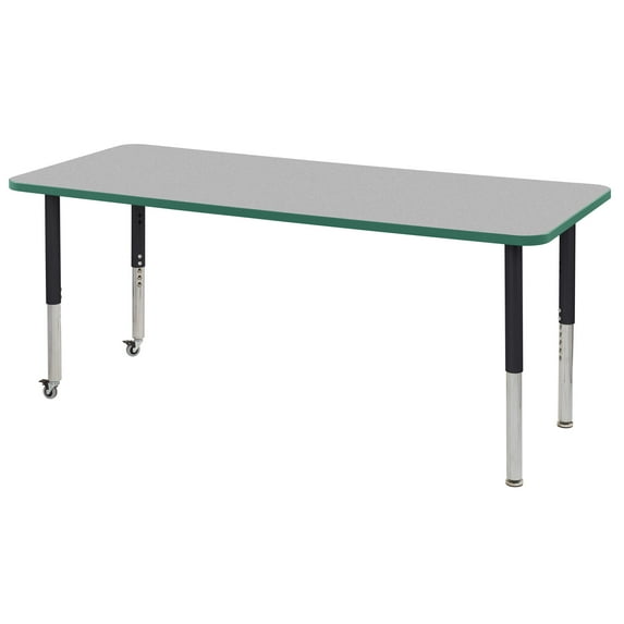 ECR4Kids 30in x 72in Rectangle Everyday T-Mold Adjustable Activity Table Grey/Green/Black - Super Leg