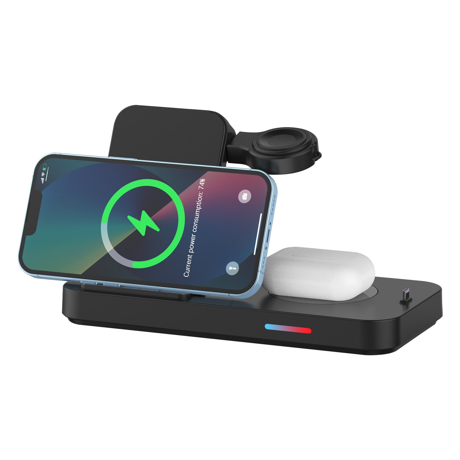 Electronics Accessories - 4 In 1 Magnetic Wireless Charger Station Fast Wireless Charging Stand 15W For I-Phone For Air-Pods For