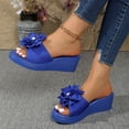 thumbnail image 5 of Shrysg Women's Peep Toe Wedge Slippers Lightweight Non-Slip Comfort Summer Party Beach Sandals Blue, 5 of 9