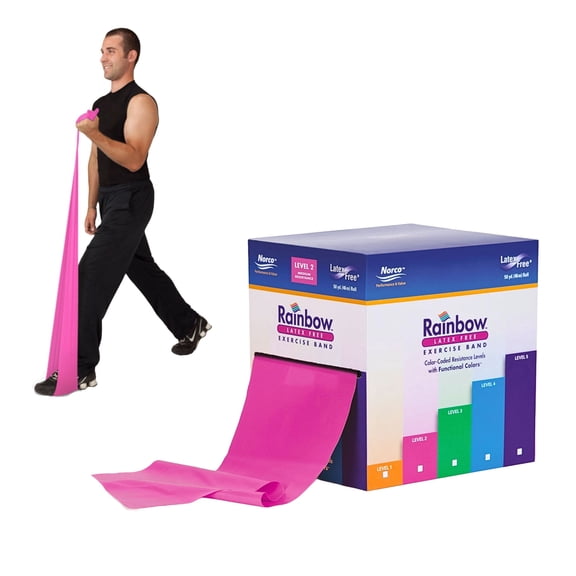 Rainbow™ Latex-Free Exercise Band - 50 Yard Roll - Level 2, Light Resistance (Pink)