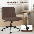 thumbnail image 2 of Hoffree Cross Legged Office Chair with Wheels Armless Office Chair Fabric Padded Swivel Vanity Chair Criss Cross Chair Wide Seat Height Adjustable for Home Office, 2 of 9