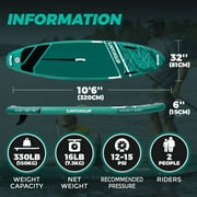SUSIEBAY Inflatable Stand Up Paddle Board with Premium SUP Accessories and Surfing Backpack | 10‘6“ 11ft #Black, Wide Stance, Surf Control, Non-Slip Deck, Paddle and Pump for Youth & Adult