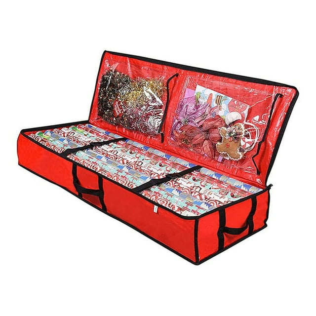 Christmas wrapping paper storage box, gift packaging organizer, under bed