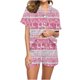 thumbnail image 2 of Puntoco Pijama de mujer con cuello en V y manga corta con estampado navideño, 2 of 5