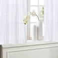 thumbnail image 2 of White Tier Curtain Valance Jacquard Semi Sheer Curtain Valance Cafe Curtain Pair Kitchen Valances Tufts Style Window Treatment for Bedroom, Farmhouse Home Décor, 52" W x 15" L, White, 2 of 9