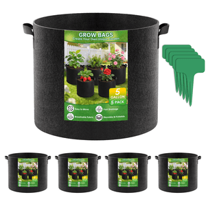 Xueyu 5-Pack 5 Gallon Grow Bags with Plant Labels