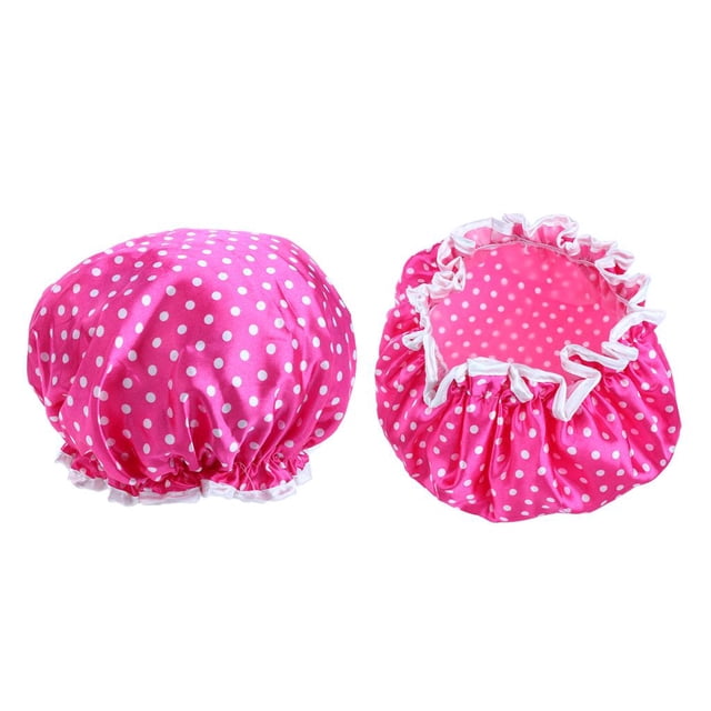 Esquirla 2 Pcs Bonnets de Douche Imperméables à Double Couche pour Femmes Rouge Rose
