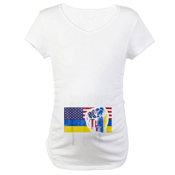 CafePress - I Stand With Ukraine Flag Americ Maternity T Shirt - Cotton Maternity T-shirt, Cute & Funny Pregnancy Tee