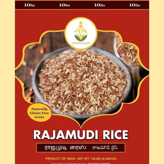 Shastha Rajamudi Rice Whole Grain, 10 lbs, pack of 1