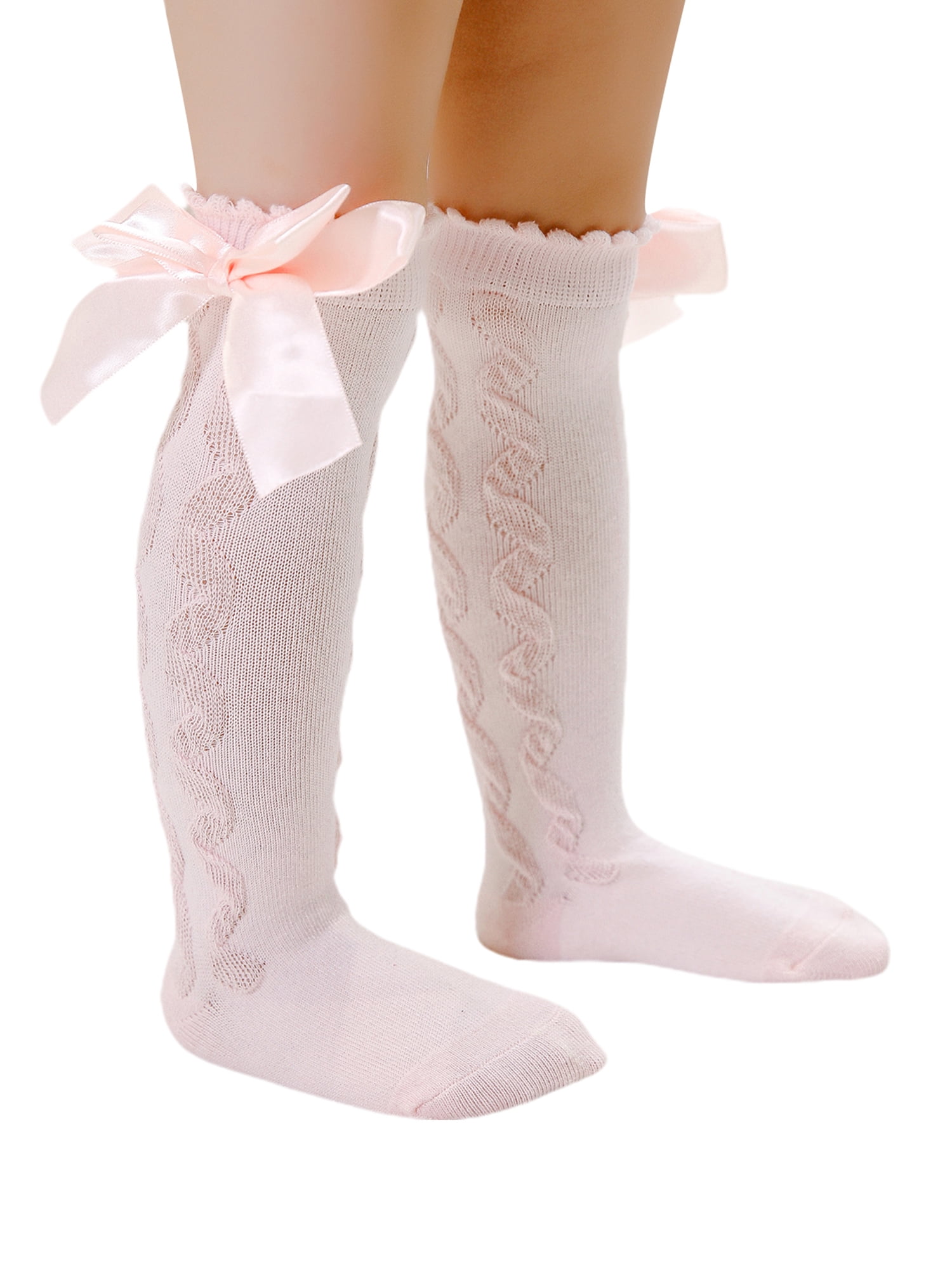 gift school christening uniform Spanish Baby Girls Socks Double Bow Knee High 