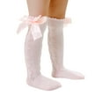 thumbnail image 1 of Arvbitana Baby Girls Knee High Socks, Cable Knit Cotton Socks with Bow, 1 of 7
