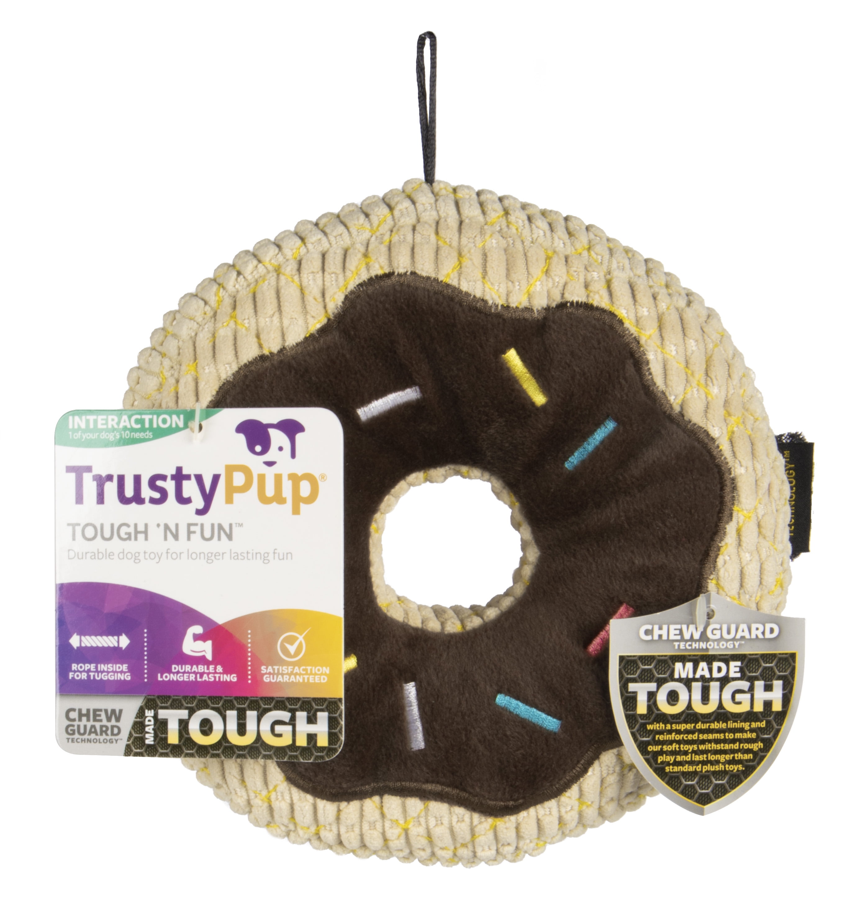 TrustyPup Tough 'N Fun Chocolate Donut Durable Plush Squeaker Dog Toy