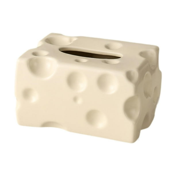 Dispensador de pañuelos faciales con forma de queso, porta pañuelos faciales con dibujos animados, funda para pañuelos Beige