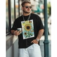 thumbnail image 3 of Men's T-Shirt Sunflower Butterfly Leaves Vintage Blue Short Sleeve Casual Tee Classic Crew Neck T-Shirt for Men, 3XL, 3 of 7