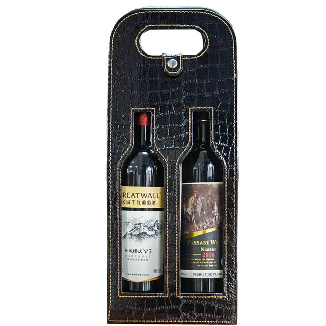 pitrice PU Practical Foldable Handheld Red Wine Box For Wine Lovers Can Safely And Neatly Transport Both black