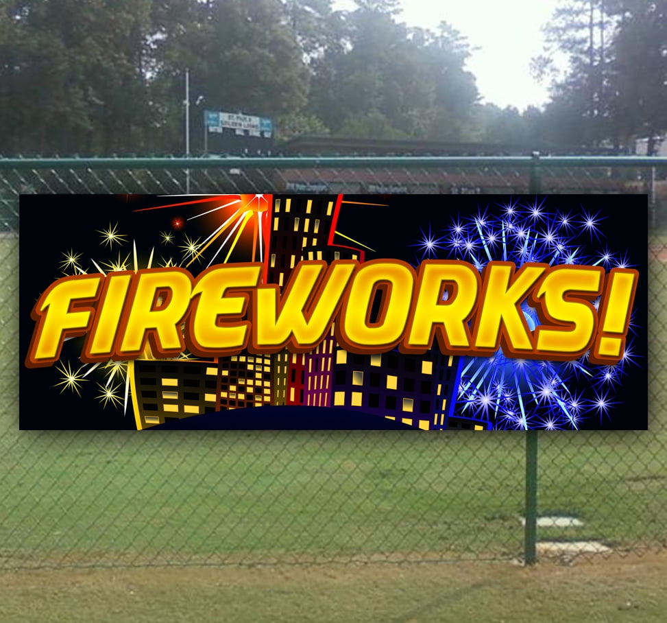 Fireworks! 13 oz Vinyl Banner With Metal Grommets