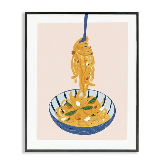 Stupell Industries Modern Pasta Bowl Food & Beverage Painting Black Framed Art Print Wall Art, 11 x 14