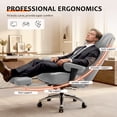 thumbnail image 3 of FASTES Office Chair, Big and Tall Desk Chairs with Footrest 400lbs Gaming Chair Ergonomic Executive High-Back Reclining Computer Chair Swivel Wheels and Padded Lumbar Support, Gray, 3 of 10